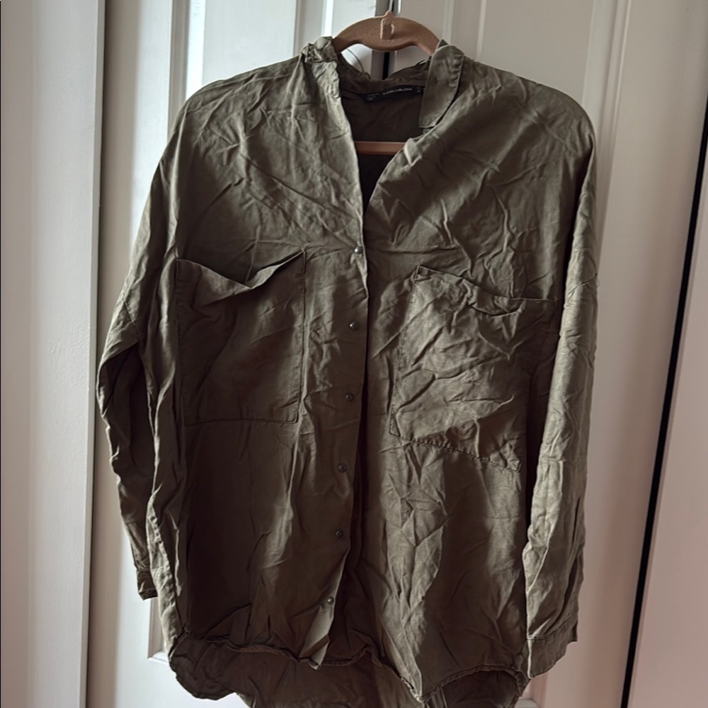 Zara Green Lightweight Shirt Jacket